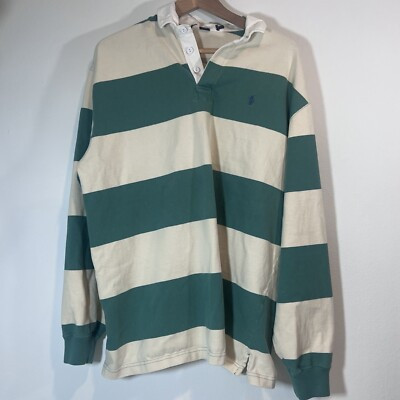 Men's POLO by Ralph Lauren Vintage Size L Faded Green White Stripe Rugby Cotton  | eBay | eBay US