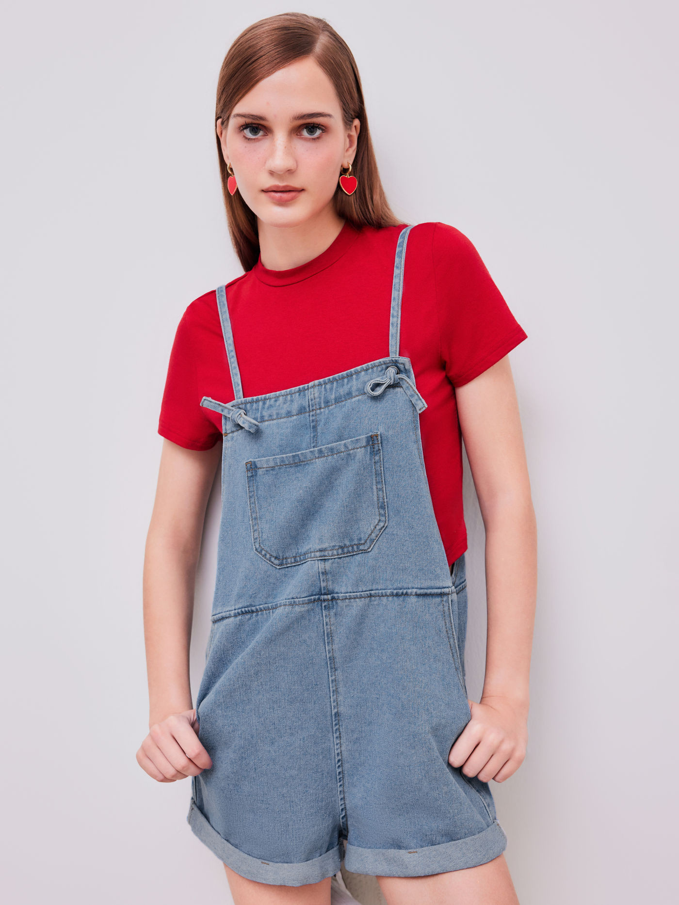 Western Outfits Denim Pocket Ultra Short Romper For School Daily Casual | Cider