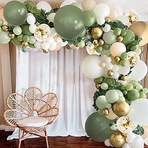 Sage Green Blush Eucalyptus Balloon Garland Kit, 131 Pcs Sage Green Blush Balloons with Artificia... | Amazon (US)