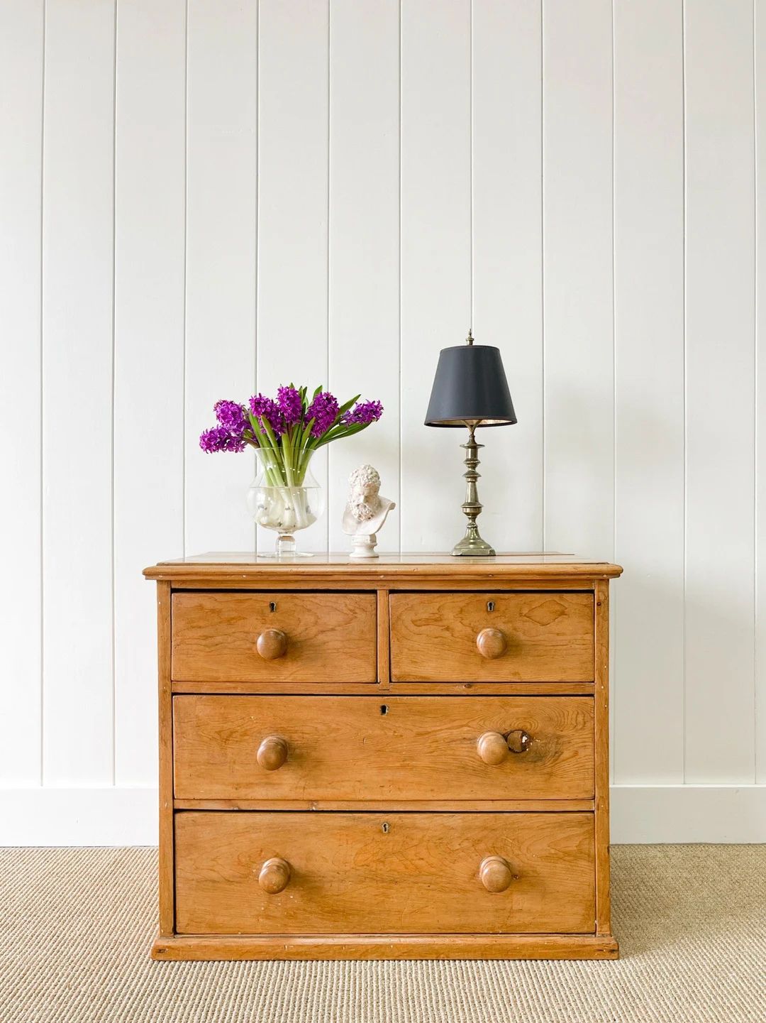 An Antique English Pine Chest of Drawers/dresser With Wooden - Etsy | Etsy (US)