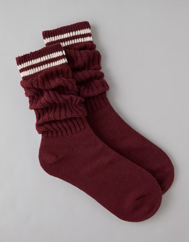 AE Varsity Stripe Slouchy Socks | American Eagle Outfitters (US & CA)