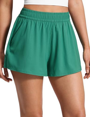 CRZ YOGA Drapey Flowy Athletic Shorts for Women 2.5" - Relaxed Fit High Waisted Tennis Workout Ru... | Amazon (US)