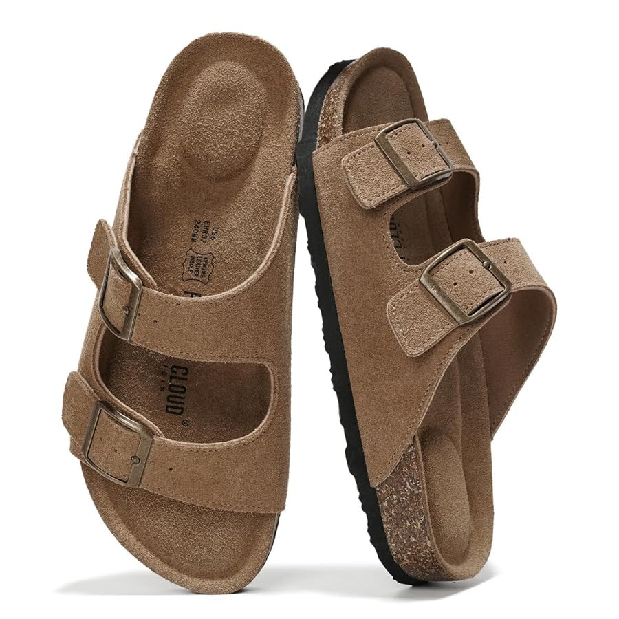 Project Cloud Genuine Leather Flat Sandals Women 2025 Beach Essentials Womens Sandals Memory Foam... | Amazon (US)