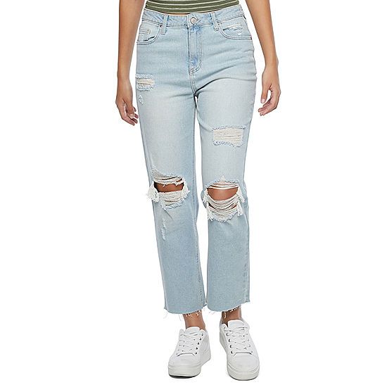 Rewind Womens High Rise Straight Ripped Relaxed Fit Jean - Juniors | JCPenney