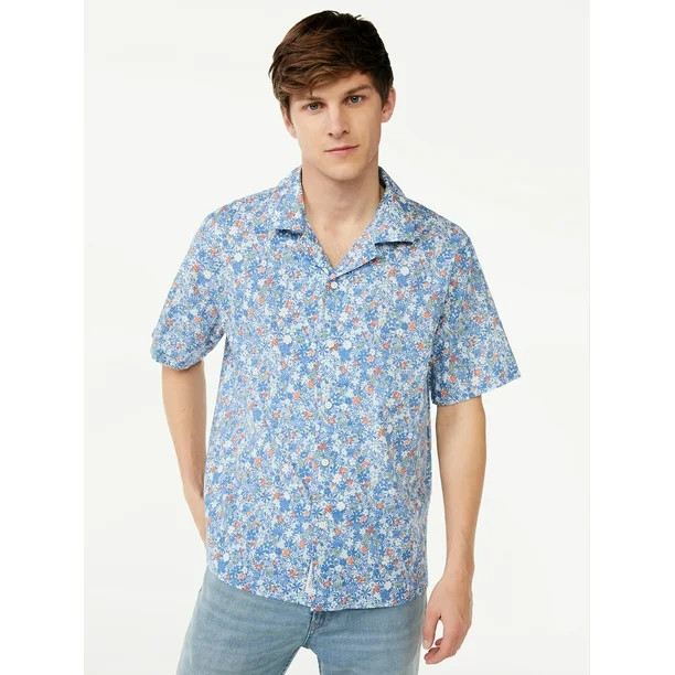 Free Assembly Men's Camp Shirt with Short Sleeves | Walmart (US)