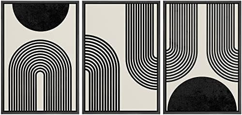 SIGNLEADER Framed Canvas Print Wall Art Spiral Parabolas & Solid Semi Circle Geometric Shapes Dra... | Amazon (US)