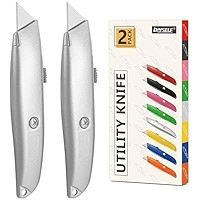 DIYSELF 2Pack Utility Knife Box Cutter Retractable Razor Blade Heavy Duty Box Cutters Exacto Knife PVC Pipe Cutter (Red) | Amazon (US)