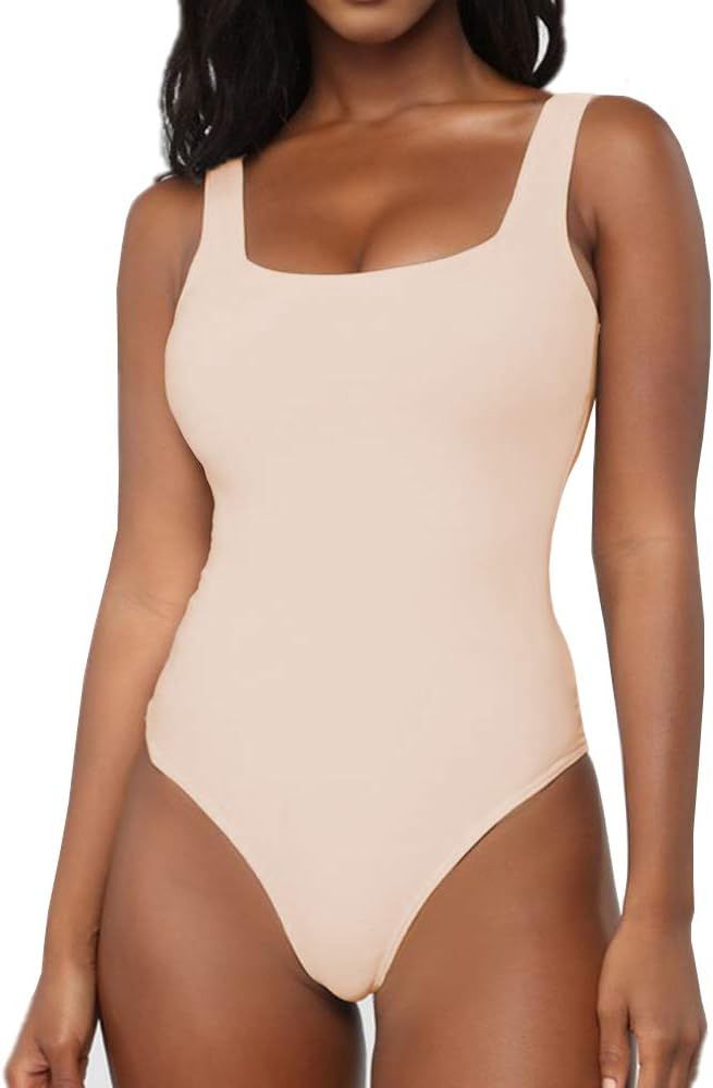 Women's Scoop Neck Bodysuits Sleeveless Tank Top Jumpsuits | Amazon (US)