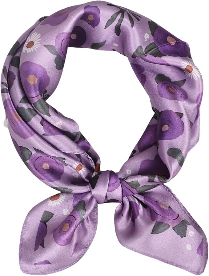 Women 100% Mulberry Silk Neck Scarf Lightweight Digital Print Small Square Scarfs- Neckerchief Gi... | Amazon (US)
