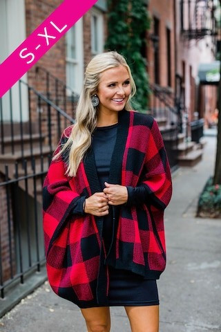 Bundled By The Fire Plaid Poncho | The Pink Lily Boutique