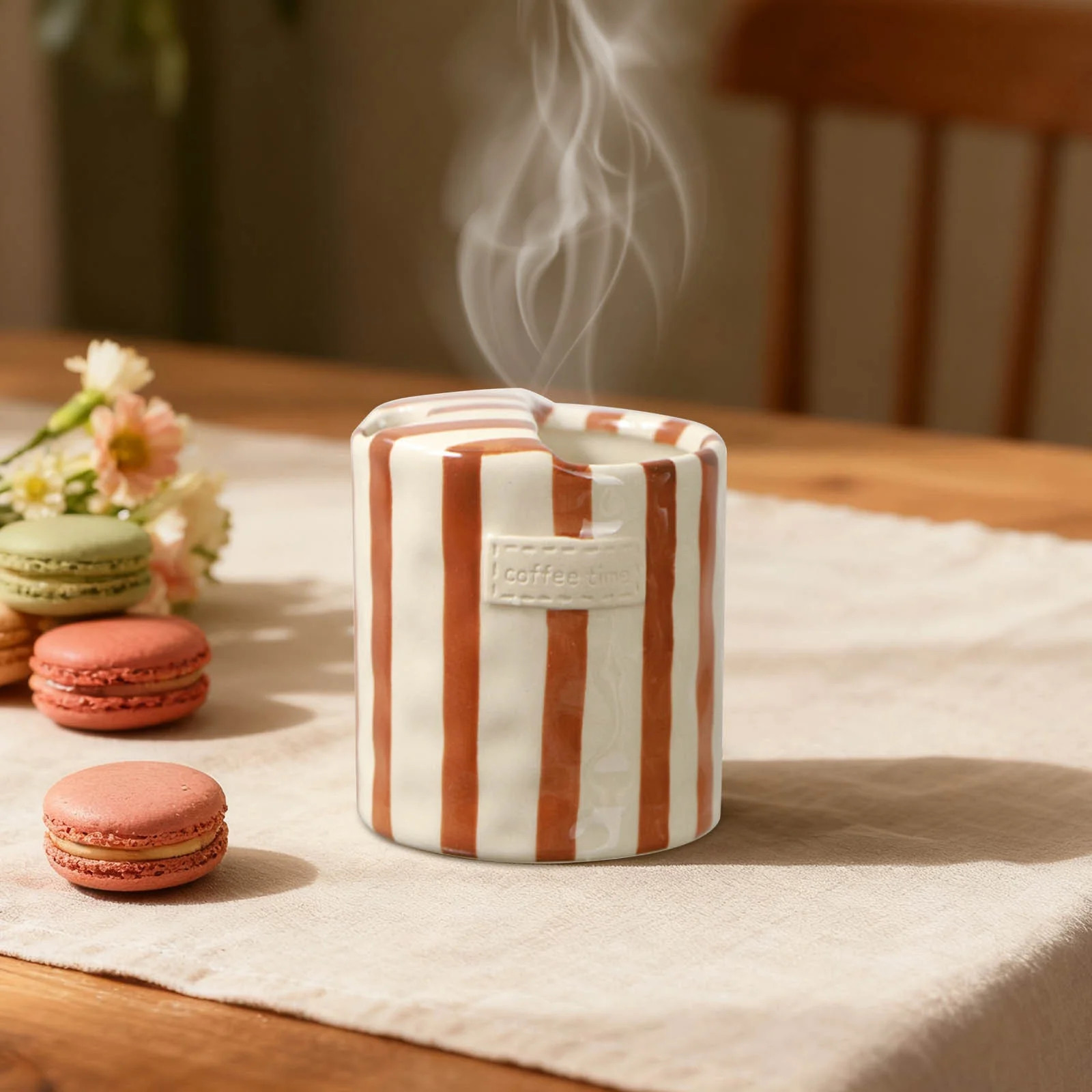 European Vintage Striped Ceramic Coffee Mug, 300ml Double-Wall Porcelain Cup for Hot Drinks, Eleg... | Walmart (US)