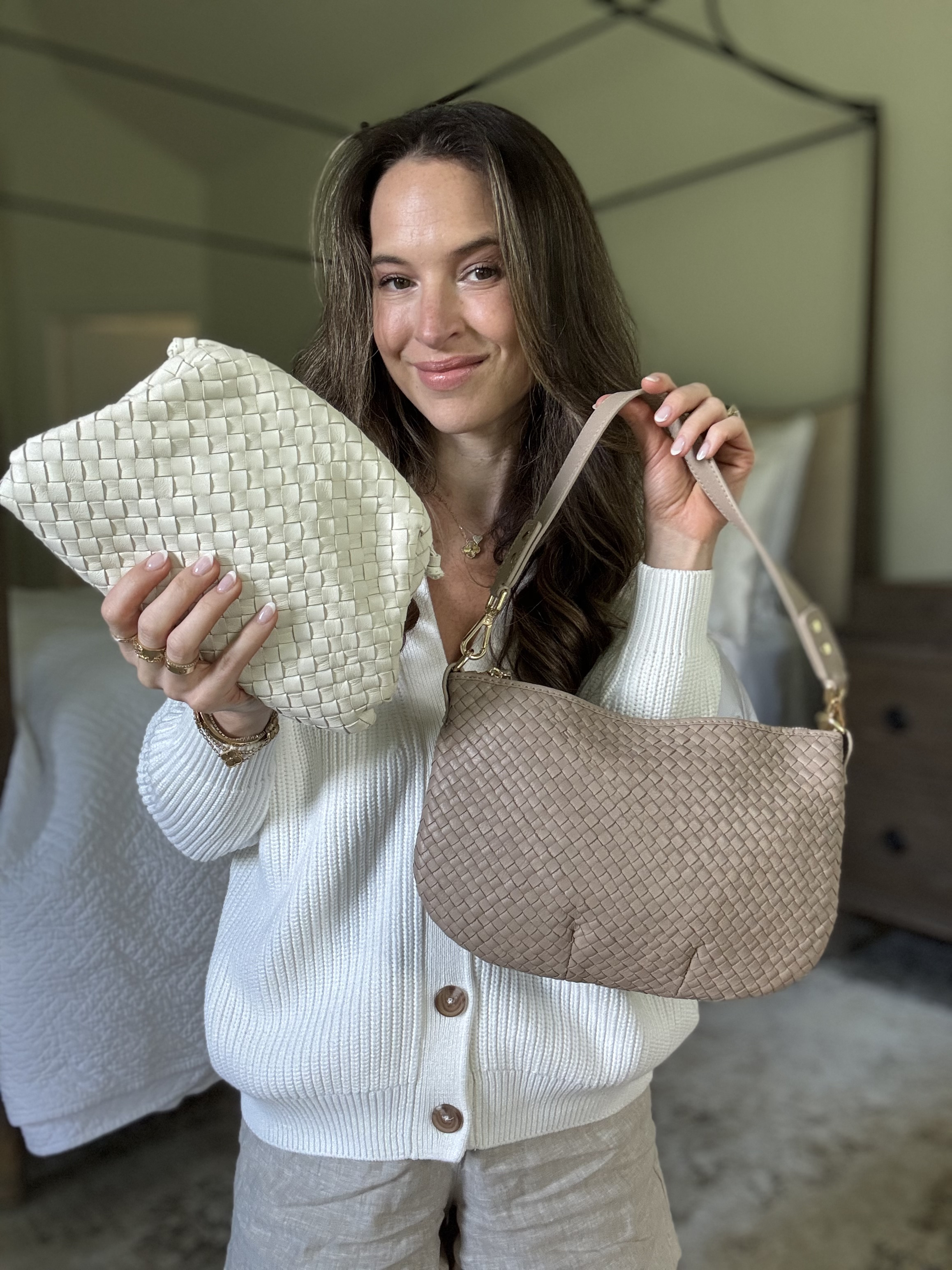 Let’s talk about these Italian leather beauties 👜 Both under $150 but the quality rivals bags 3x the price! The taupe mini shoulder bag goes with everything and transitions from day to night effortlessly. The bone gathered pouch clutch elevates any outfit instantly. Investing in quality bags that work for every occasion - these two have me covered! Both linked! #QuincePartner #ItalianLeather @onequince

#LTKSeasonal #LTKStyleTip #LTKItBag