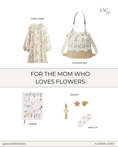 For the mom who loves flowers
--
Mother’s Day gift ideas, gifts for her, gifts for the flower lover, mom gifts, Amazon gifts, H&M gifts, H&M women’s dress, floral dress, target gifts, target finds, Kate spade gifts, shoulder bag, floral lace handbag, journal, floral journal

#LTKfindsunder50 #LTKGiftGuide