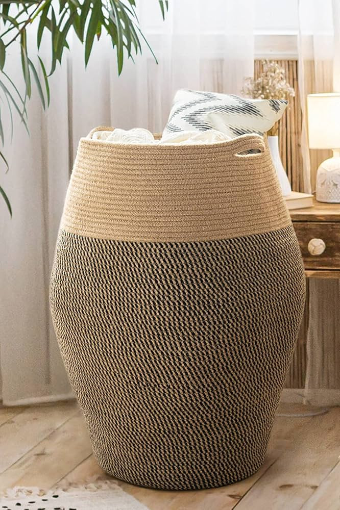 Goodpick Tall Laundry Hamper | Woven Jute Rope Dirty Clothes Hamper Modern Hamper Basket Large in... | Amazon (US)