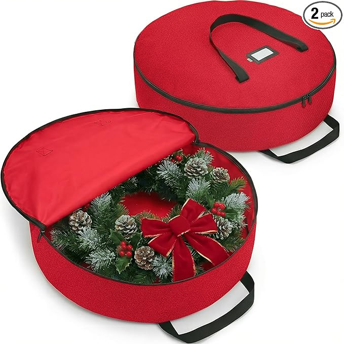 ZOBER 2 Pack Oxford Christmas Wreath Storage Container 30 Inch - Wreath Bag for Artificial Wreath... | Amazon (US)