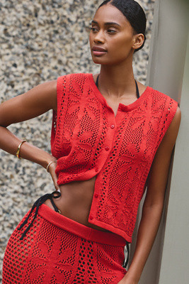Celandine Bloom Crochet Button Front Top | Anthropologie (US)