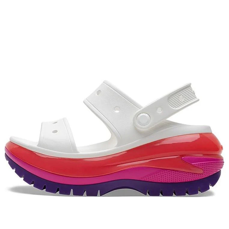 (WMNS) Crocs Classic Mega Crush Sandal 'White Red Purple' | KICKS CREW