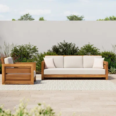 Baela 2 Piece Teak Sofa Seating Group with Cushions | Wayfair North America