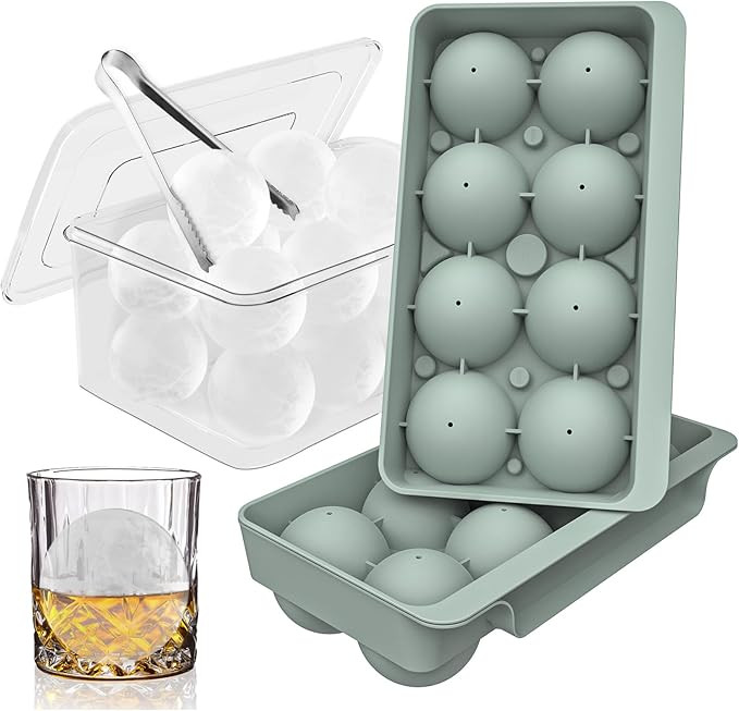 WIBIMEN Large Ice Cube Molds, Easy to Fill & Release Whiskey Ice Cubes Mold, Big Round Ball Ice C... | Amazon (US)