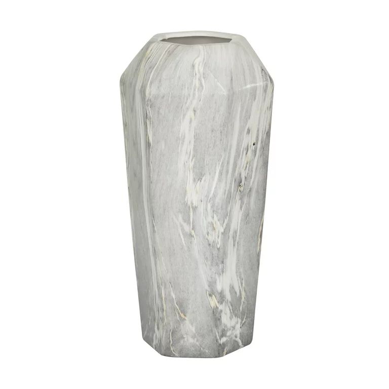 DecMode 14" Faux Marble Black Ceramic Vase | Walmart (US)