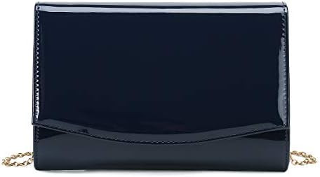 Patent Leather Flap Clutch Classic Elegant Evening Bag Chic Dress Purse | Amazon (US)