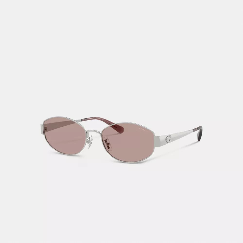 C Hardware Metal Narrow Oval Sunglasses | Coach (US)