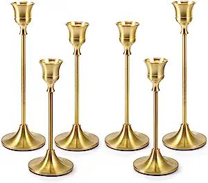 Amazon.com: Bochino Candlestick Holders Taper Candle Holders - Gold Candlestick Holder Set of 6 C... | Amazon (US)