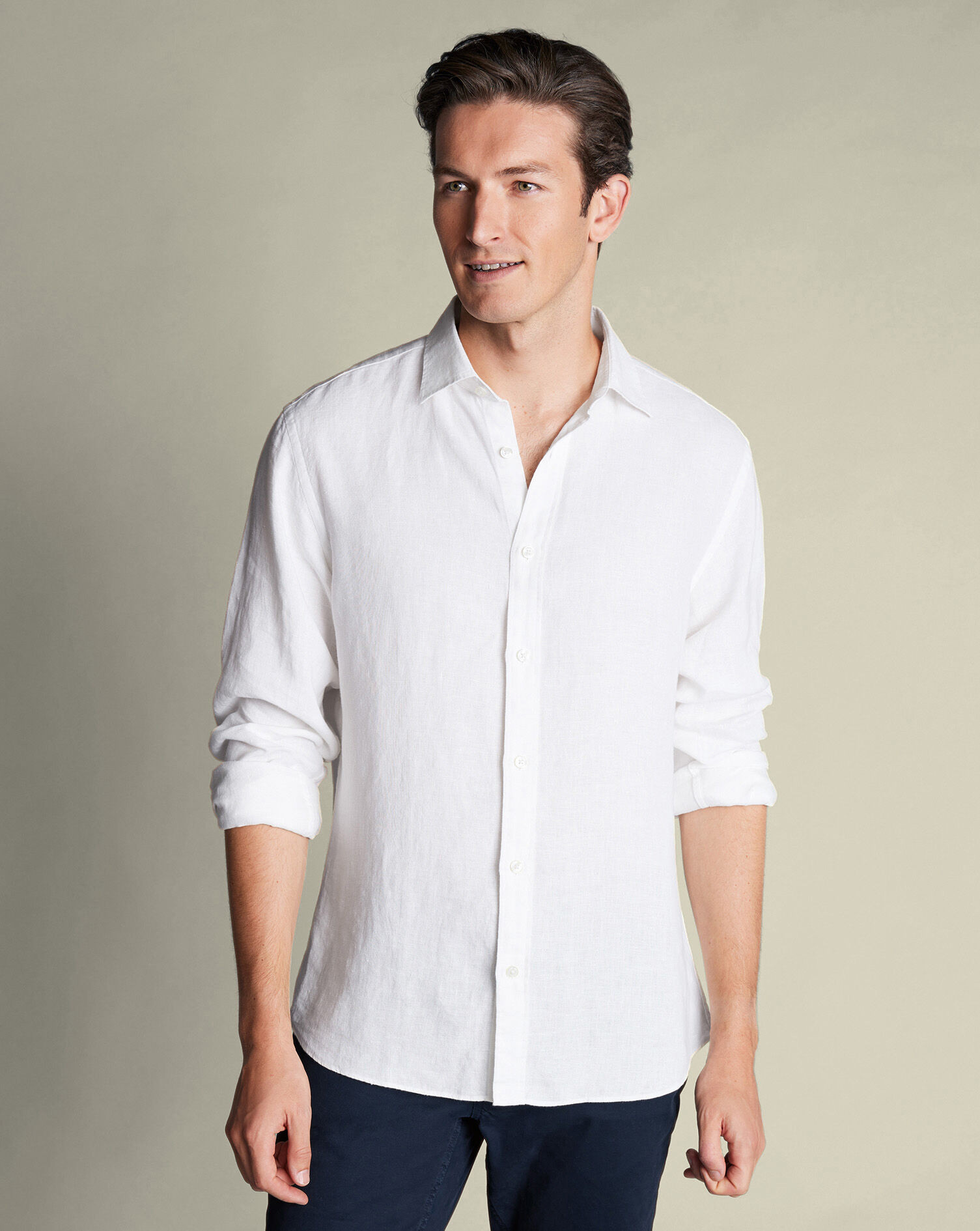 Pure Linen Shirt - White | Charles Tyrwhitt