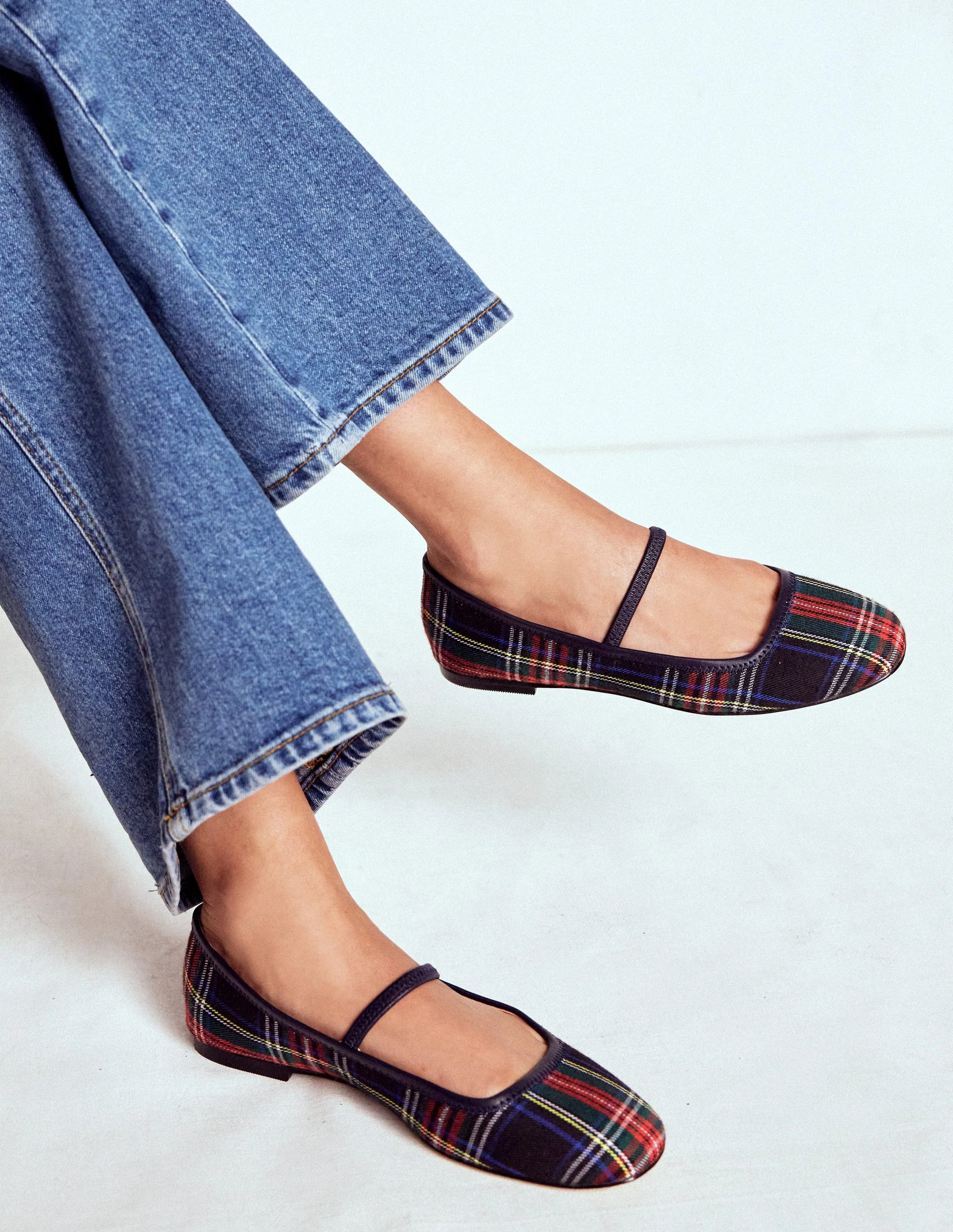 Thea Mary Jane Ballet Flats-Check | Boden UK