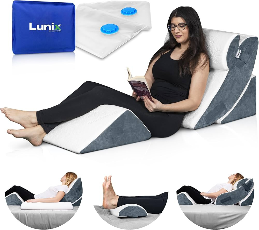 Lunix LX5 4pcs Orthopedic Bed Wedge Pillow Set, Post Surgery Memory Foam for Back, Leg Pain Relie... | Amazon (US)