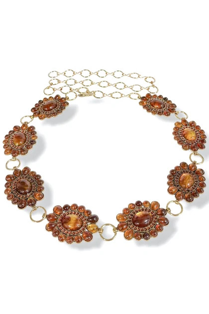 Stay With Me Brown and Gold Metal Concho Chain Belt | The Willow Tree
