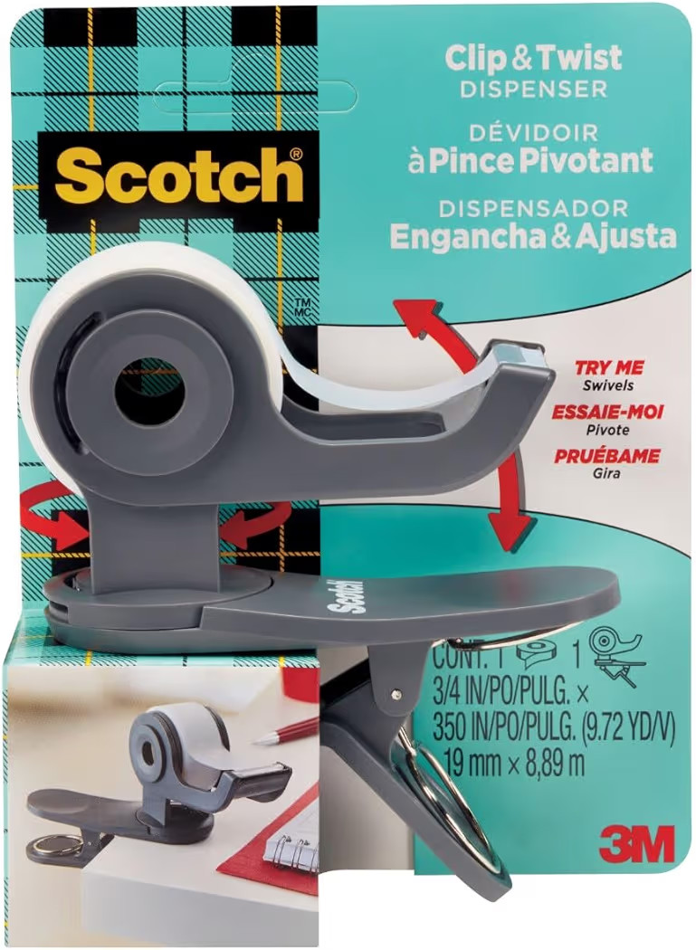 Scotch Desktop Tape Dispenser, Great for Gift Wrapping, 1 Dispenser (C19-CLIP-CCW) | Amazon (US)