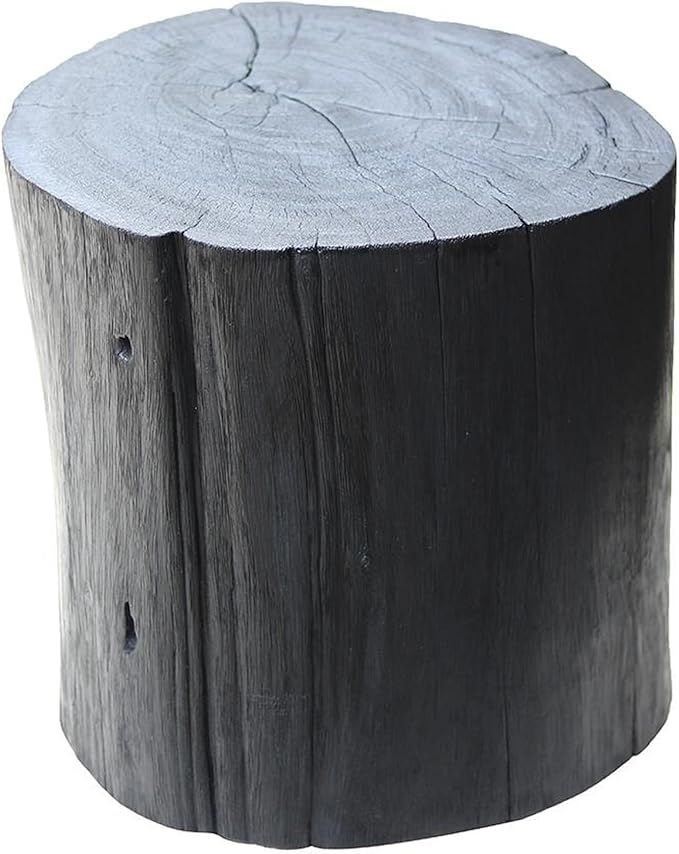 A & B Home 15.7 in W Round Matte Black Suar Wood Side Table, Bedside Living Room Entryway Accent | Amazon (US)