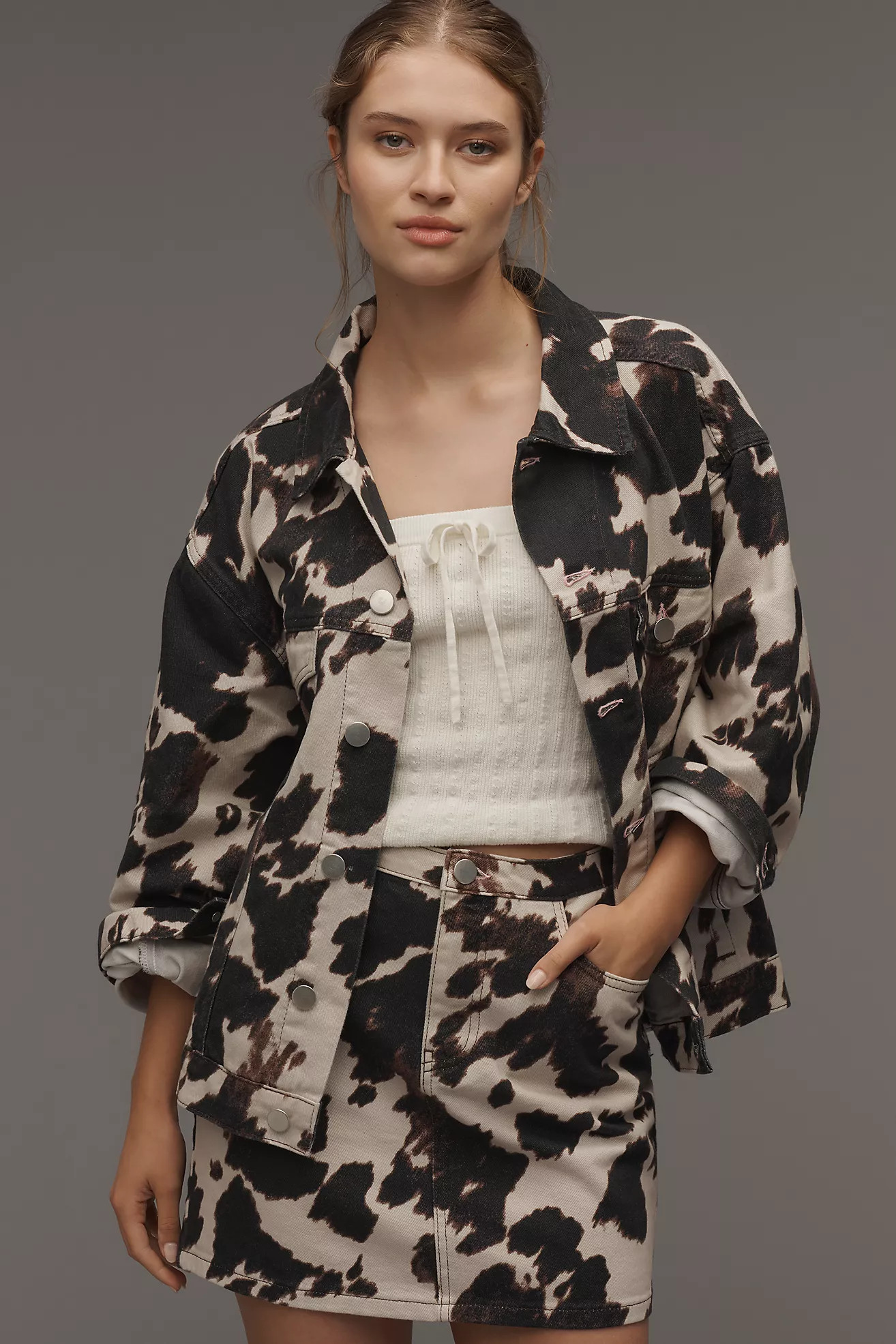 Pilcro Cow-Print Trucker Jacket | Anthropologie (US)