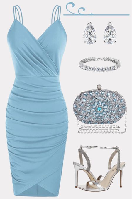 Wedding guest outfit idea in light blue and silver.

#weddingguestdress #summerdress #cocktaildress #summeroutfit #silversandals 

#LTKSeasonal #LTKstyletip #LTKwedding