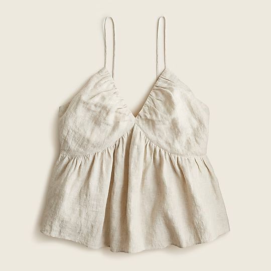 V-neck gathered-linen camisole | J.Crew US