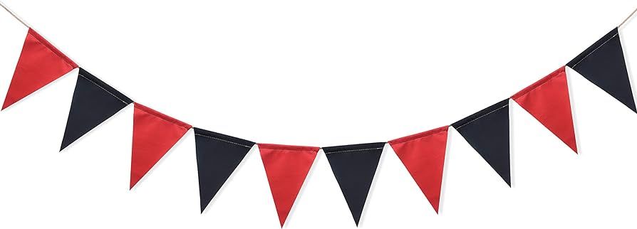 Pre-Strung Black and Red Triangle Flag Banner Garland for Graduation Baby Shower Birthday Party D... | Amazon (US)
