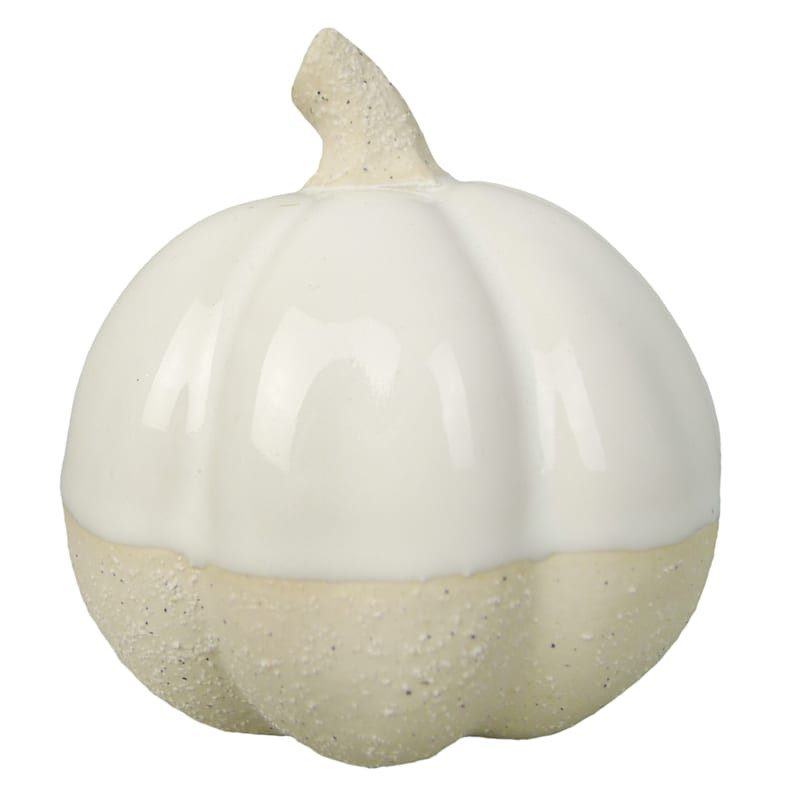 White Ceramic Pumpkin, 3.9" | At Home