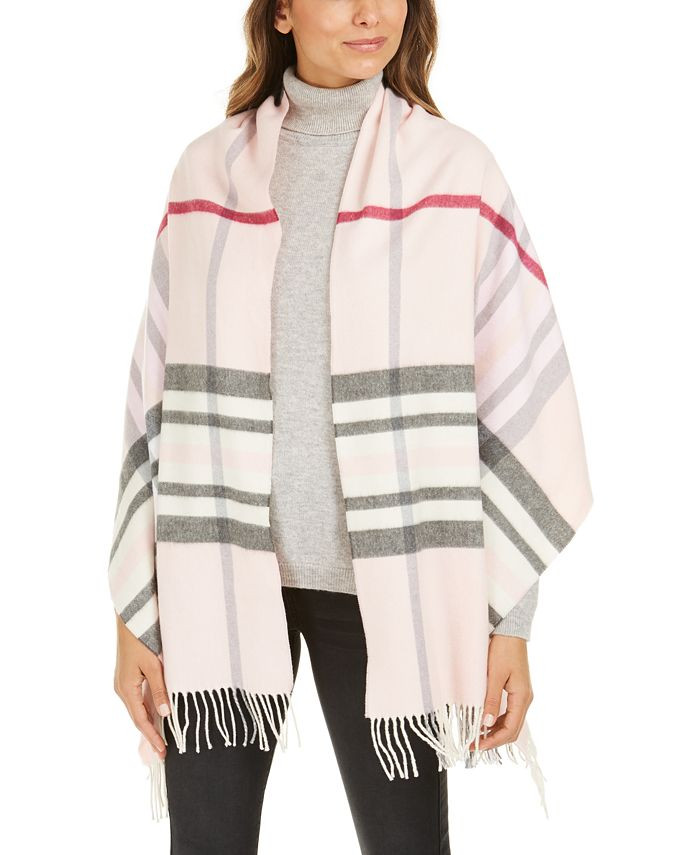 V. Fraas Eco-Exploded Plaid Wrap Cashmink Scarf & Reviews - Hats, Gloves & Scarves - Handbags & A... | Macys (US)