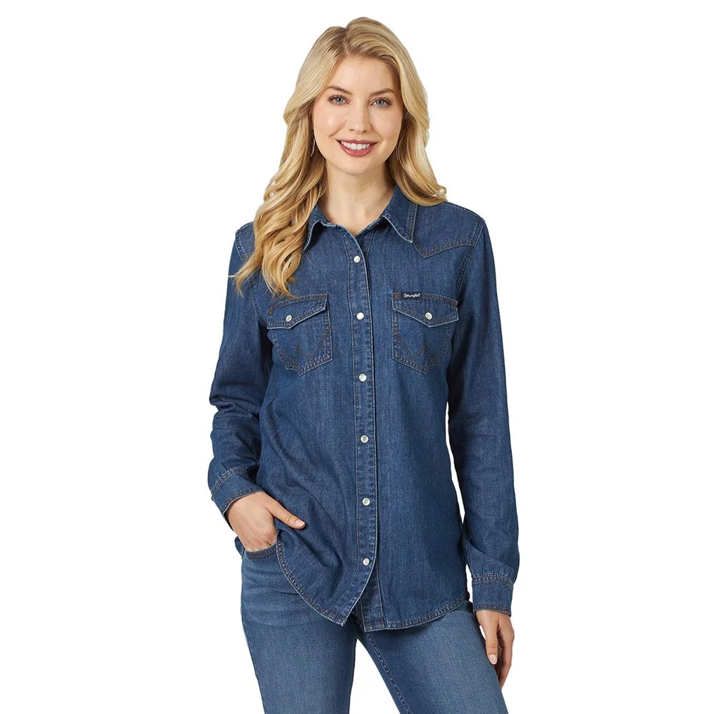 Wrangler® Women's Snap Denim Shirt | Walmart (US)