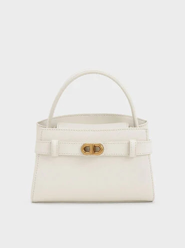 Aubrielle Metallic-Buckle Top Handle Bag
    
         - Cream | Charles & Keith UK