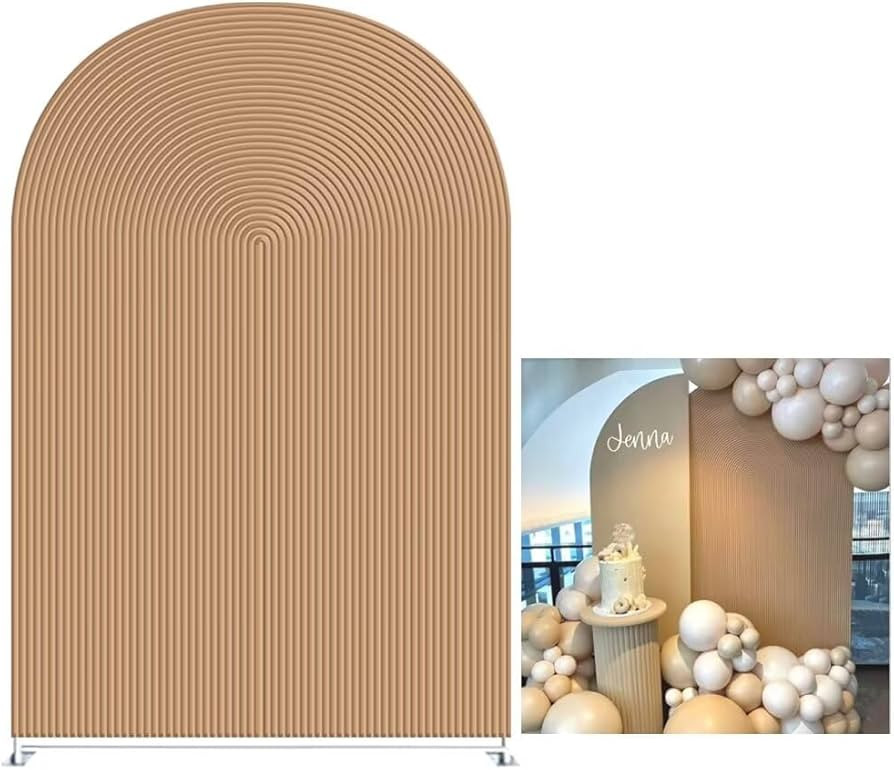 KONPON Brown Ripples Arched Frame Fabric Cover for Birthday Partied Double-Sided Stretchy Chiara ... | Amazon (US)