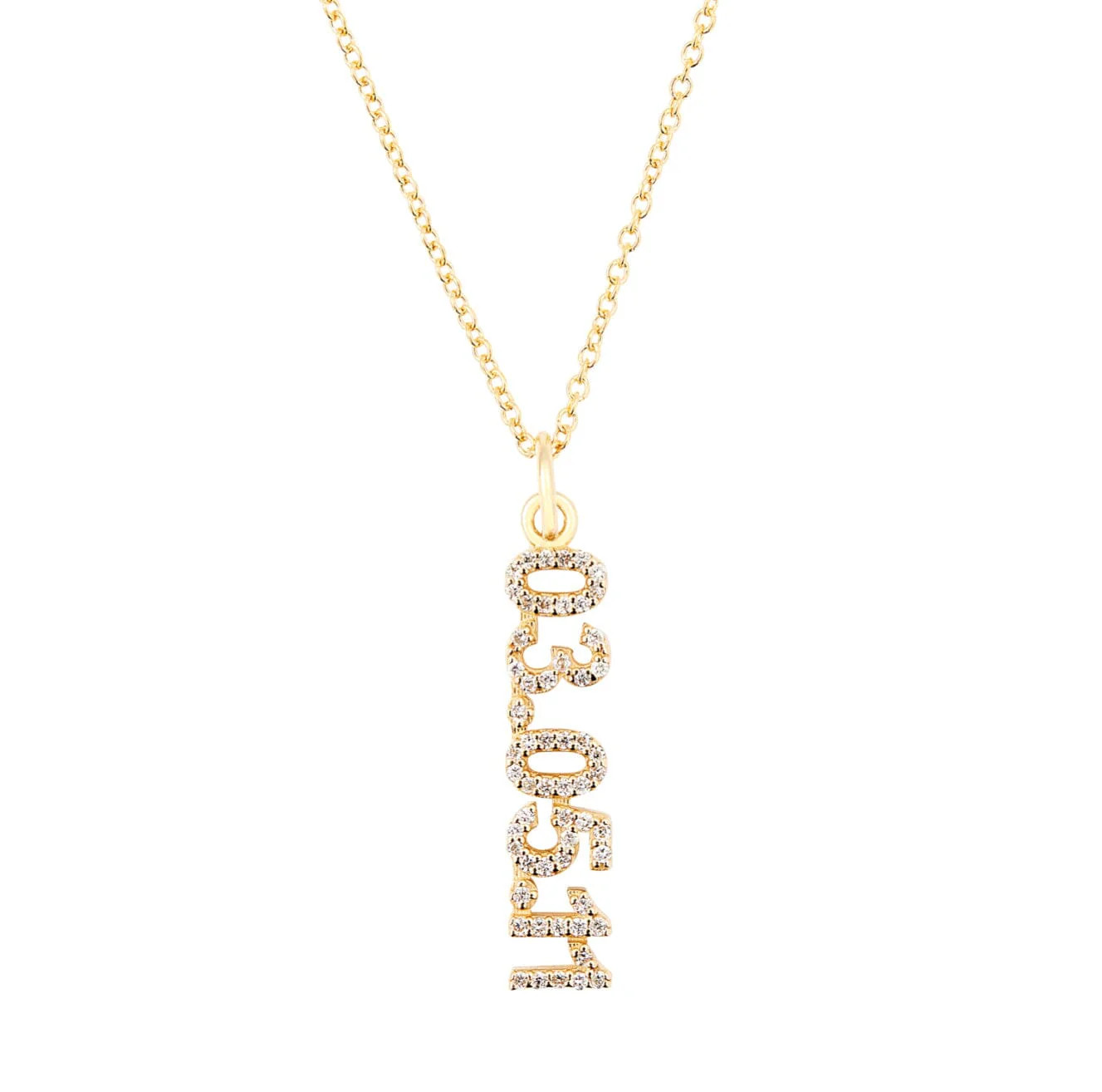 Gold Pavé Date Necklace | Tiny Tags (US)