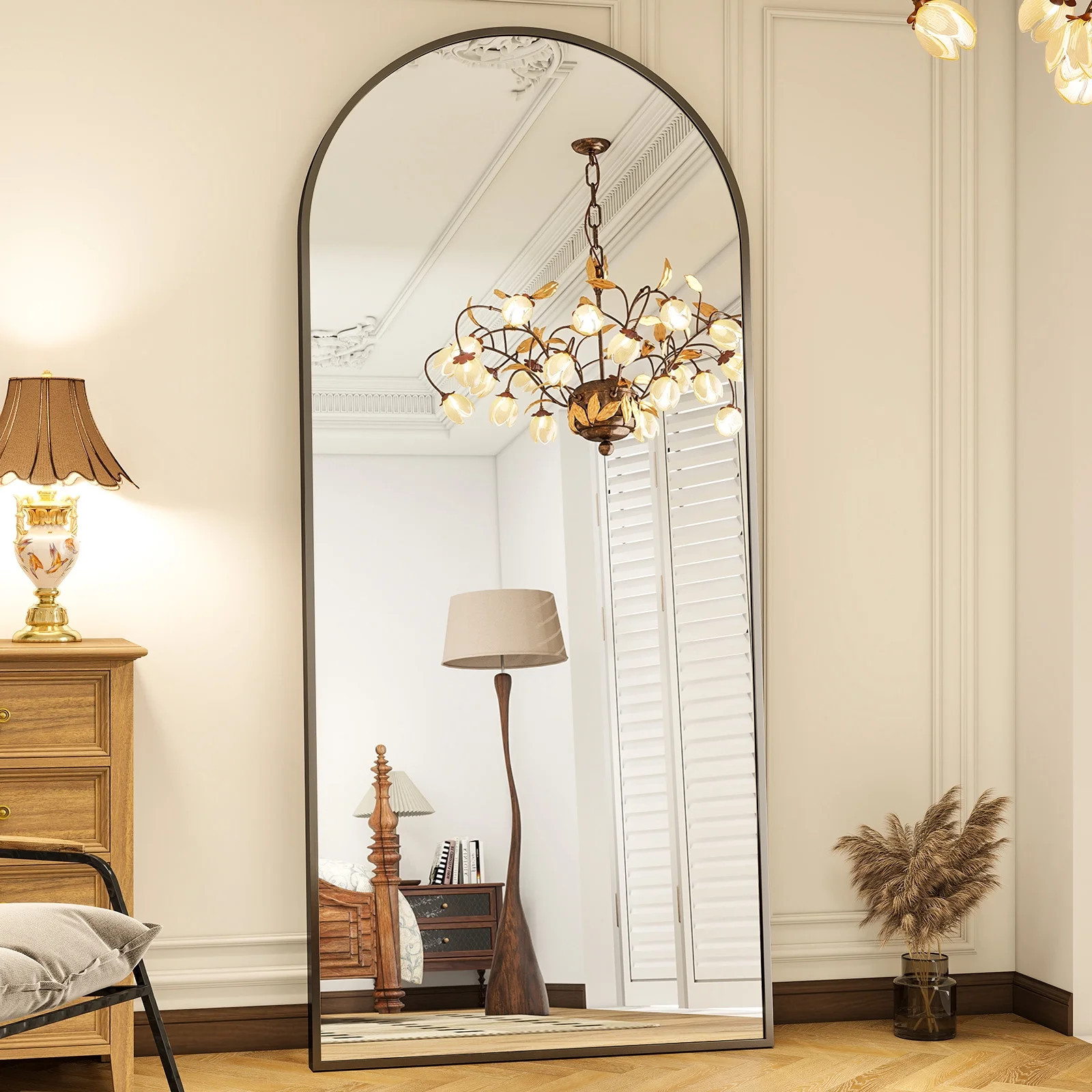 BEAUTYPEAK OverSized Arched Full Length Floor Mirror 71"x31" Full Body Standing Mirror,Black | Walmart (US)