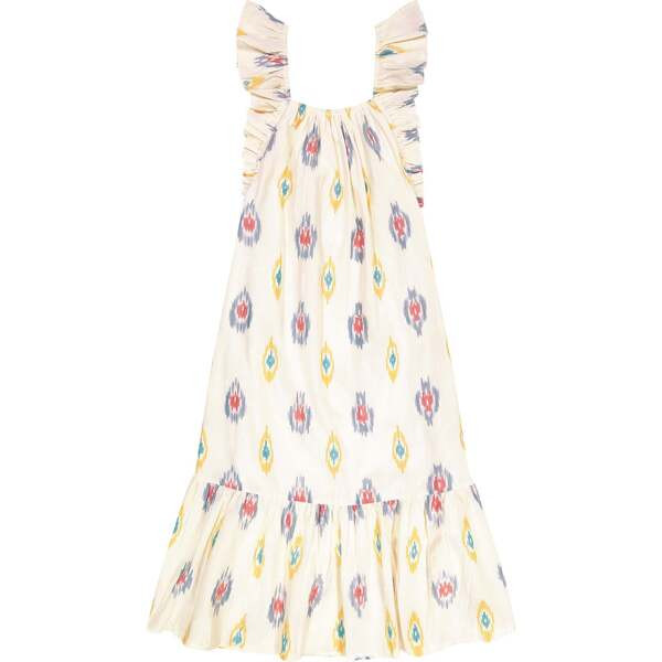 Women's Eva Ruffle Sundress, Gold Blue | Maisonette