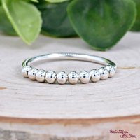 Sterling Silver Beaded Ball Ring, Stacking Bubble Half Eternity Band, Simple Jewelry, Minimalist | Etsy (US)