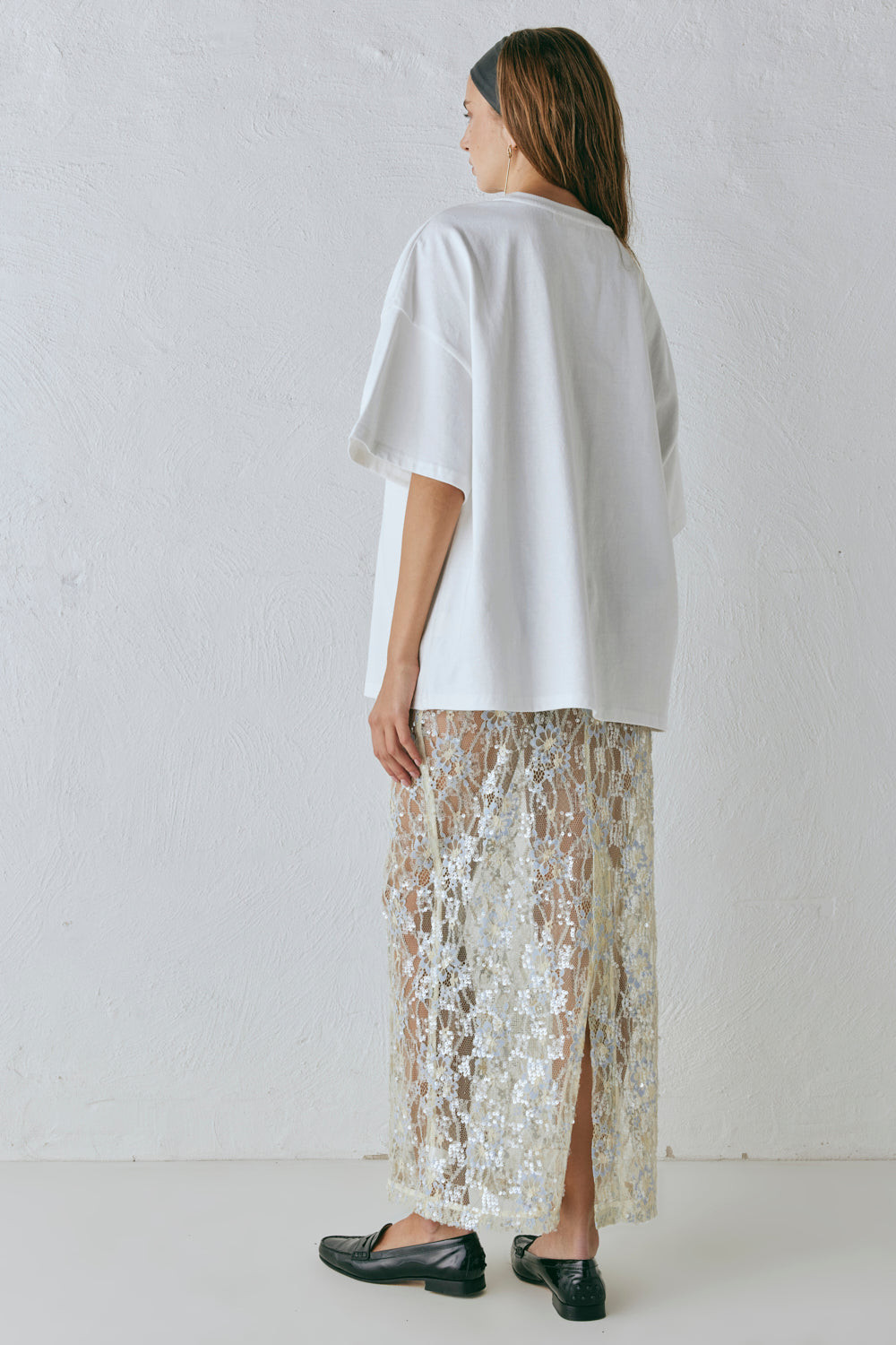 Devyn Sequin Midi Skirt Lace | VRG Grl