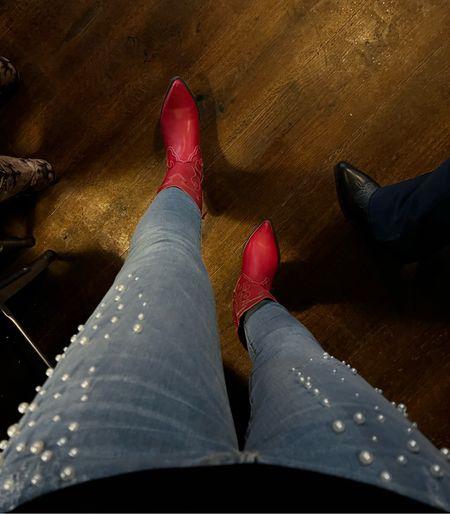 I broke out the red cowboy boots for line dancing last night! They are so comfy because they have memory foam and  I wore them the first night dancing. The best part they are $40! Yee Haw!! 🤠 

#LTKshoecrush