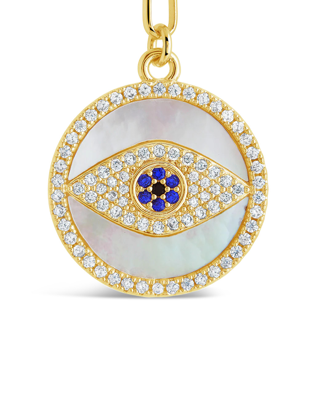 CZ & Mother of Pearl Evil Eye Pendant Necklace | Sterling Forever