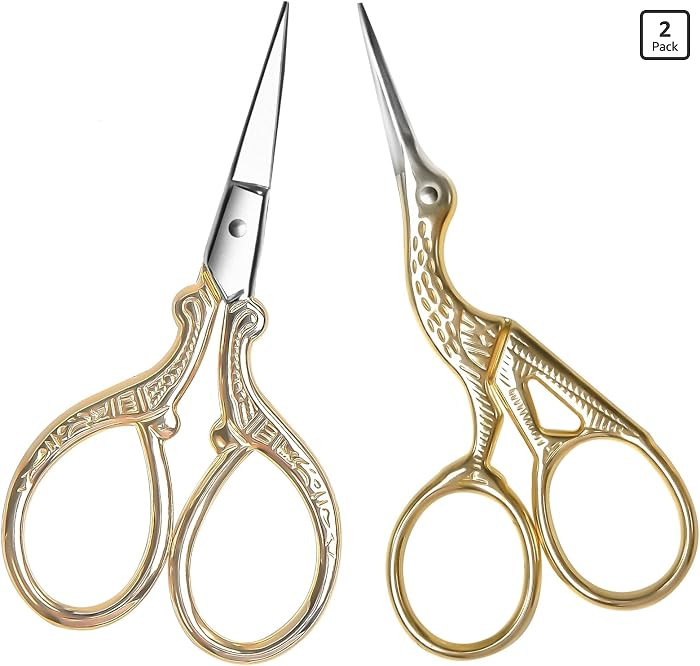 AQUEENLY Embroidery Scissors, Stainless Steel Sharp Stork Scissors for Sewing Crafting, Art Work,... | Amazon (US)
